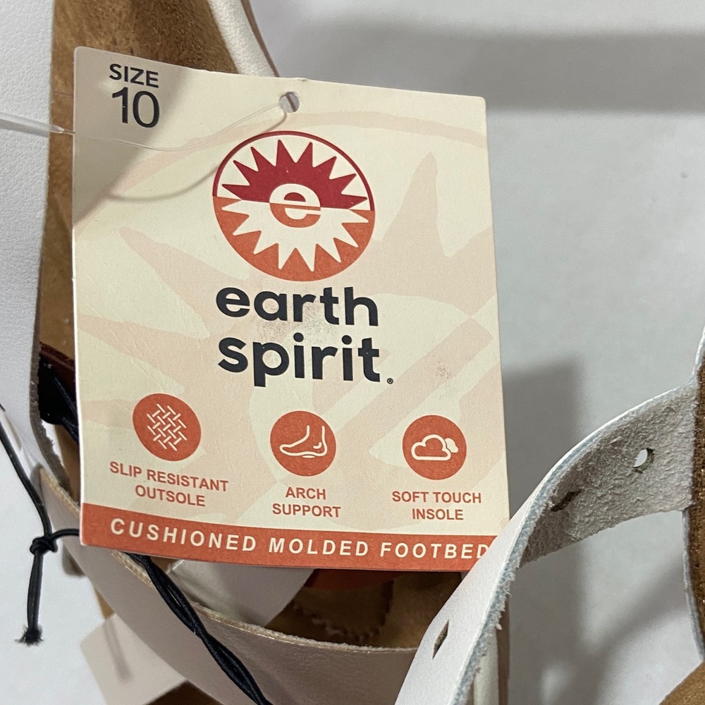 NWT Earth Spirit Size 10 Women's Cream & Tan Sandals Cushioned Soft - Picture 6 of 11